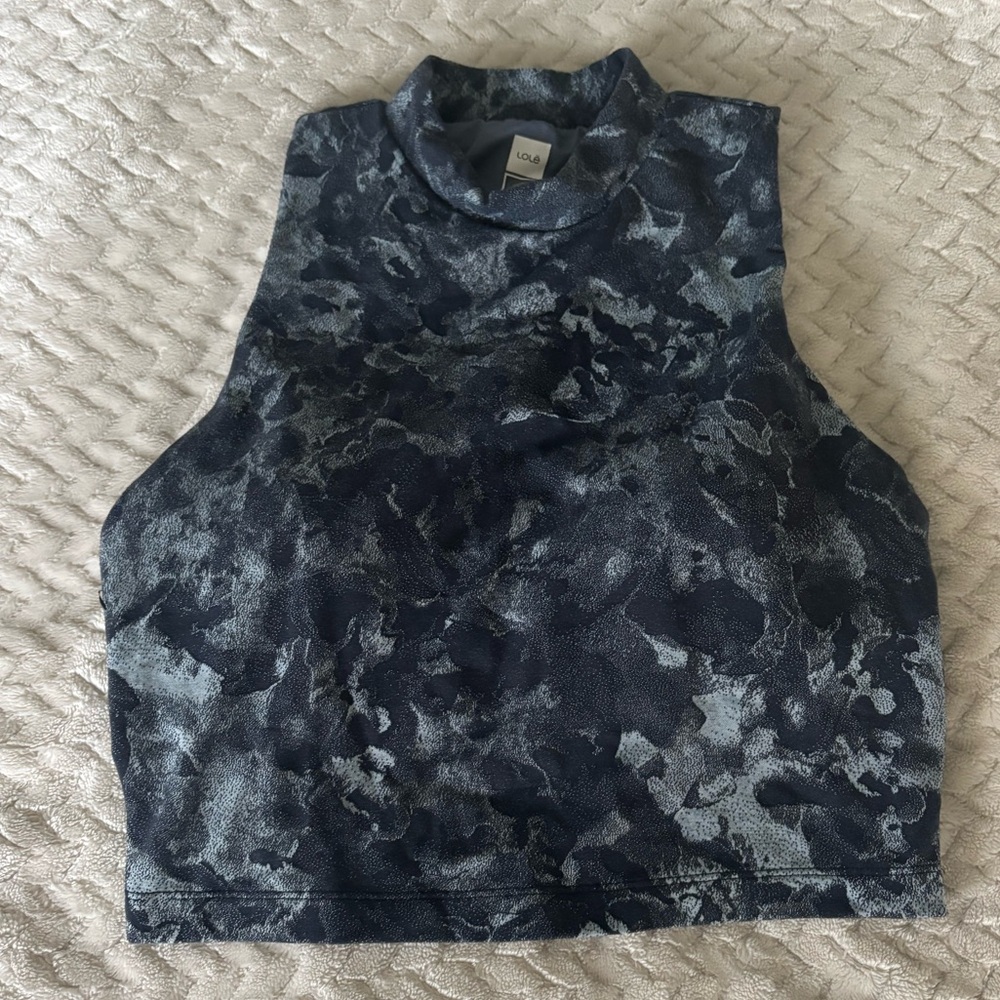 Lole Blue Camo Athletic Tank Top with Built In Bra
